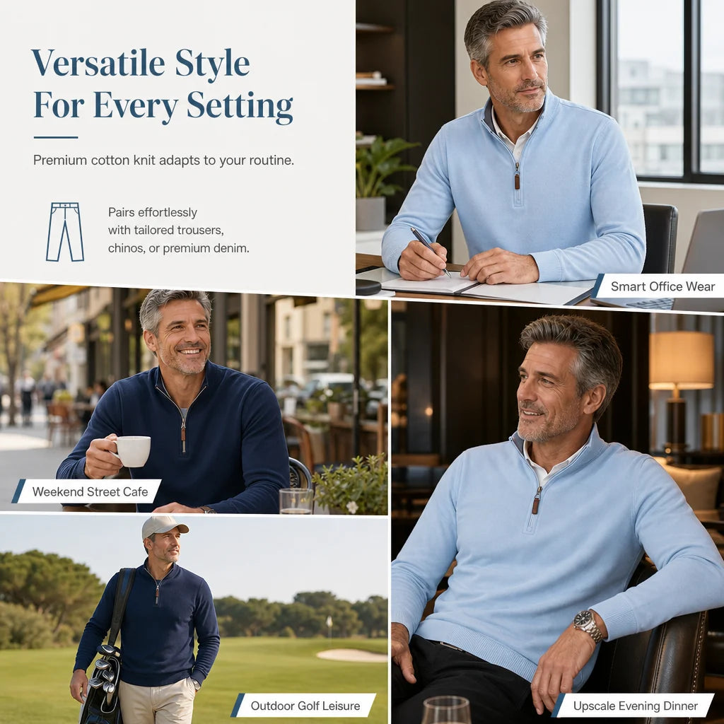Men's Ribbed Quarter-Zip Pullover