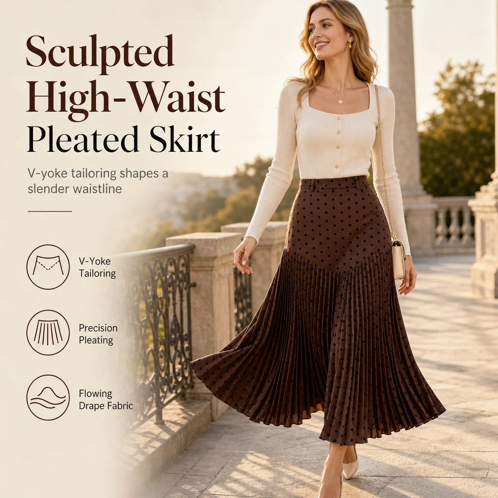 Women's High-Waisted Pleated A-Line Skirt
