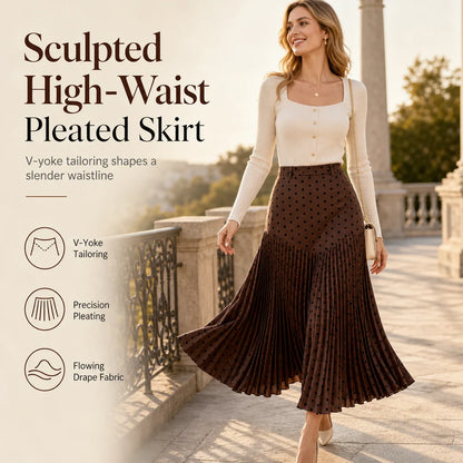 Women's High-Waisted Pleated A-Line Skirt