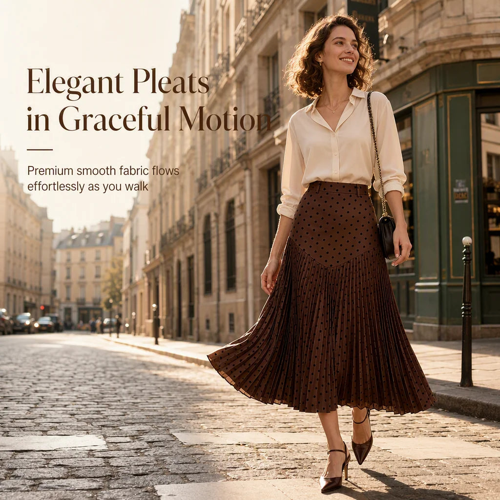 Women's High-Waisted Pleated A-Line Skirt