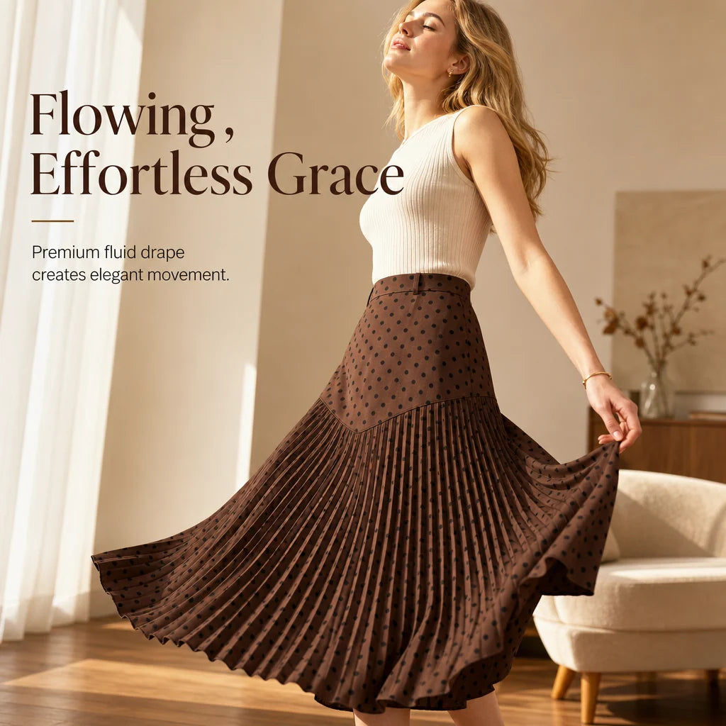 Women's High-Waisted Pleated A-Line Skirt
