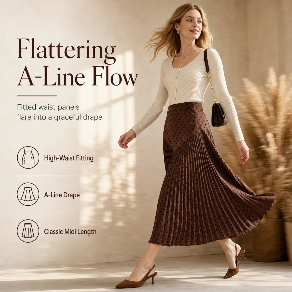 Women's High-Waisted Pleated A-Line Skirt