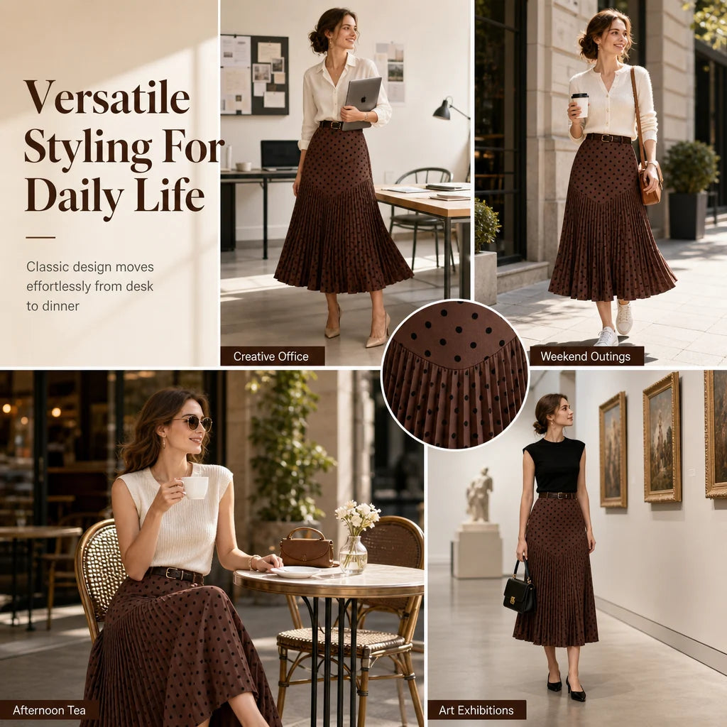 Women's High-Waisted Pleated A-Line Skirt