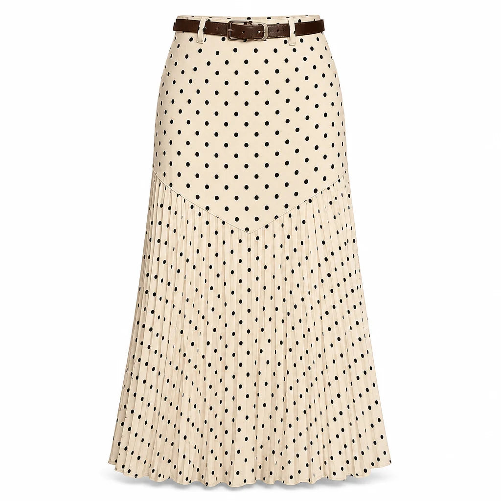 Women's High-Waisted Pleated A-Line Skirt