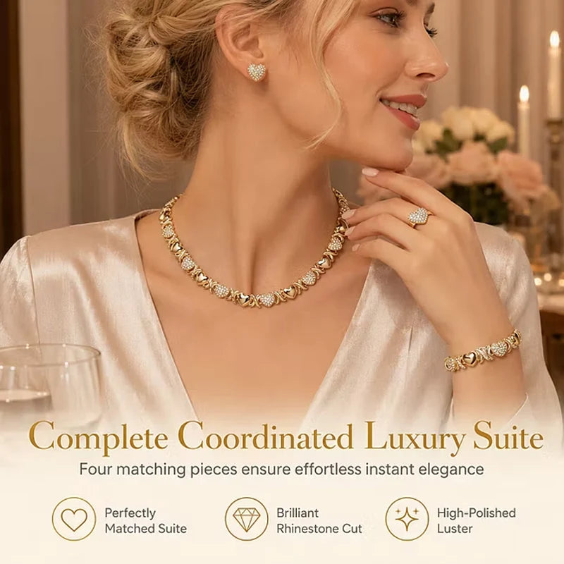 Women's Heart Detail 4-Piece Jewellery Set