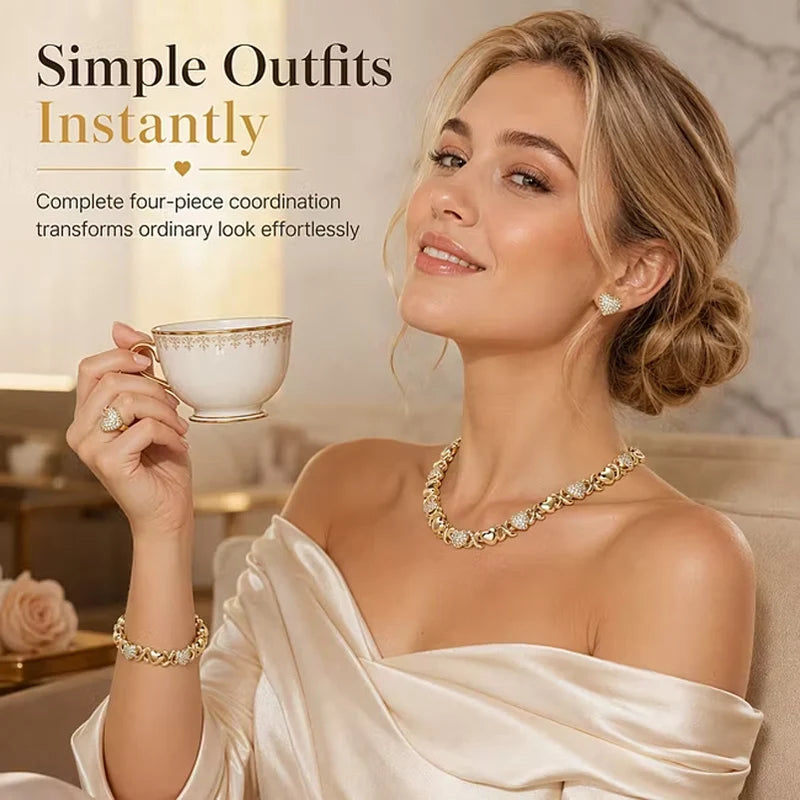 Women's Heart Detail 4-Piece Jewellery Set