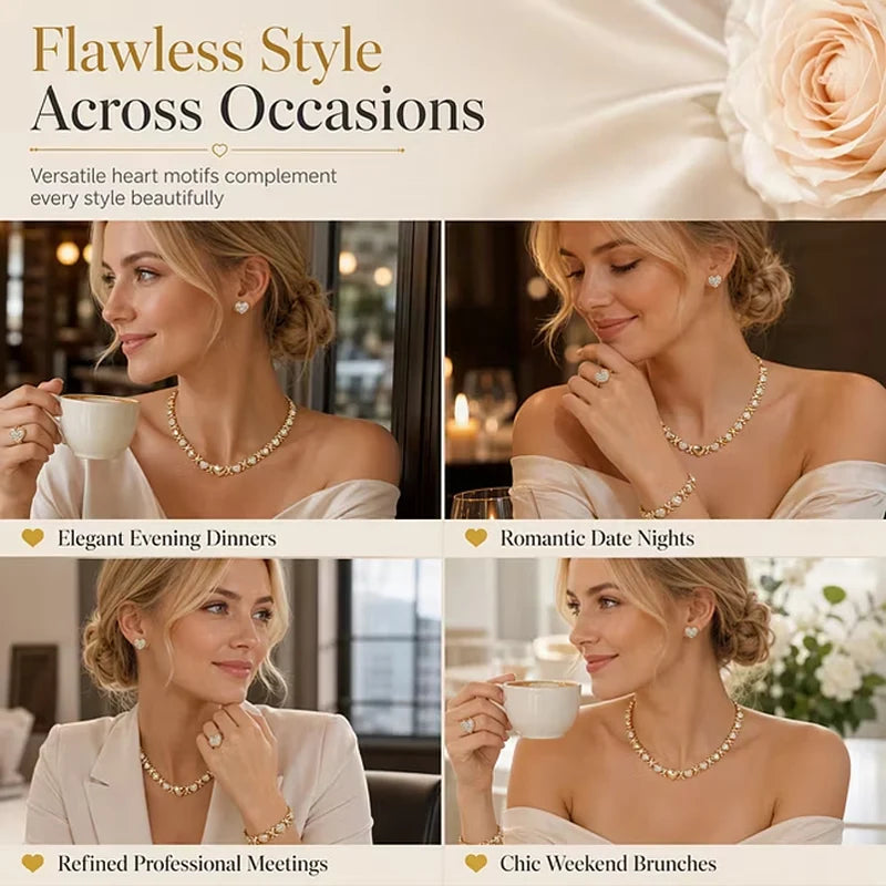 Women's Heart Detail 4-Piece Jewellery Set