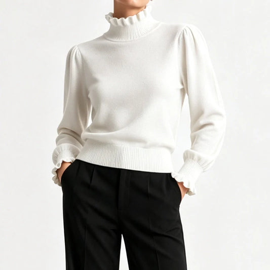 Women's Ruffle Trim Knitted Top