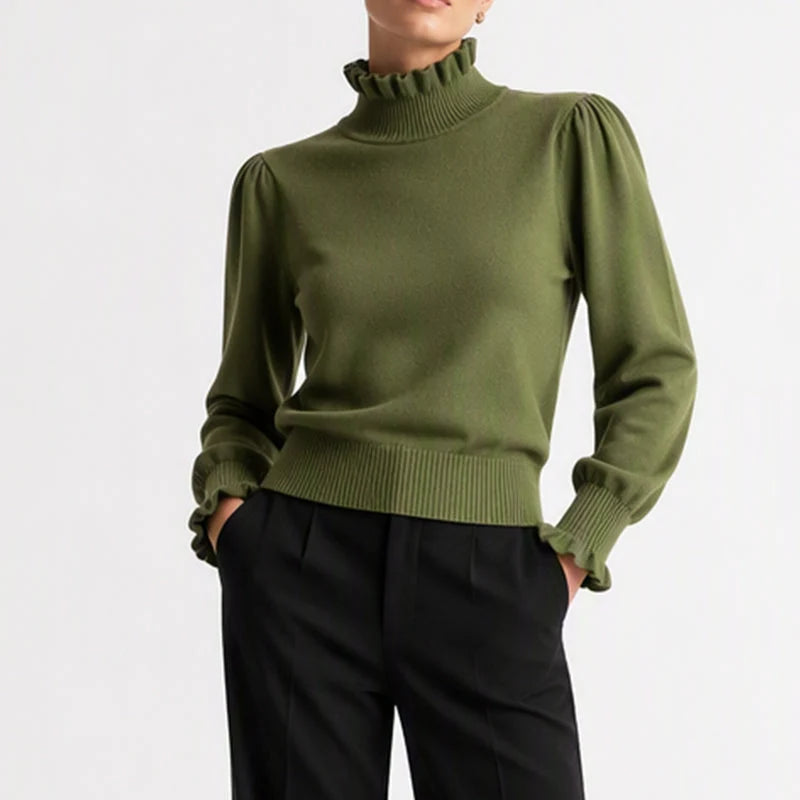 Women's Ruffle Trim Knitted Top