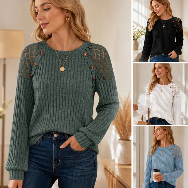 Women's Ribbed Knit Long Sleeve Top
