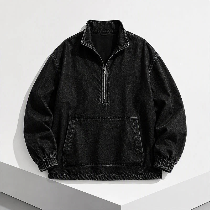 Women's Relaxed Half-Zip Denim Jacket