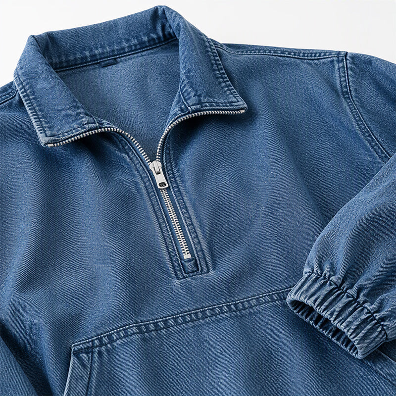 Women's Relaxed Half-Zip Denim Jacket