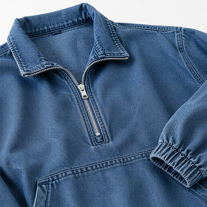 Women's Relaxed Half-Zip Denim Jacket