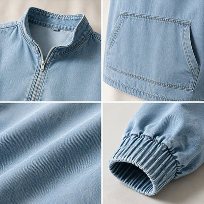 Women's Relaxed Half-Zip Denim Jacket