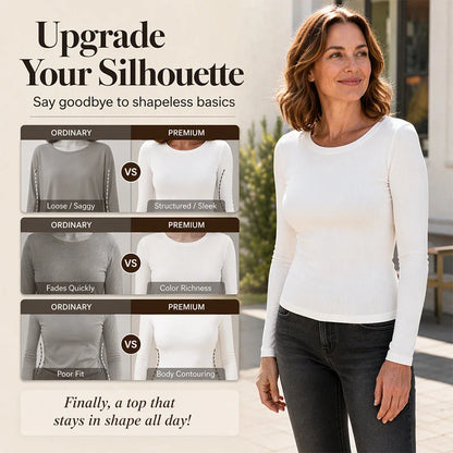 Women's Ribbed Crew Neck Long Sleeve Top