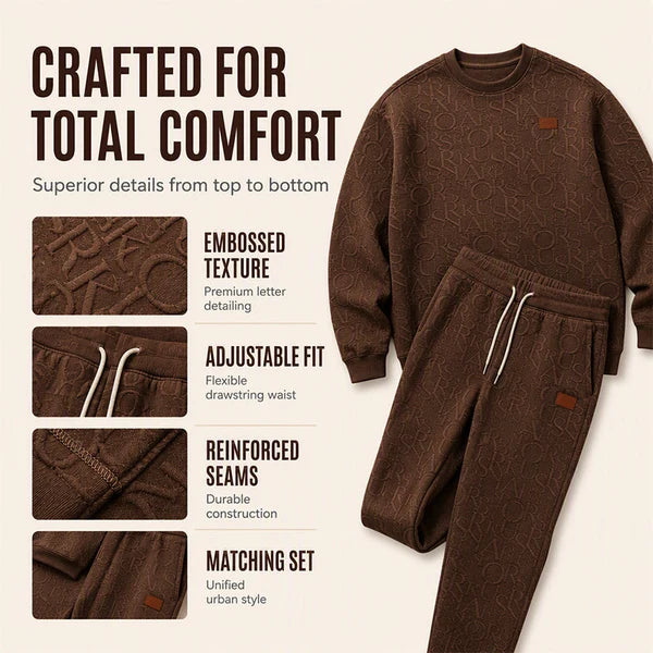 Men's Embossed Jacquard Sweatshirt & Trouser Set