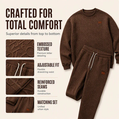 Men's Embossed Jacquard Sweatshirt & Trouser Set
