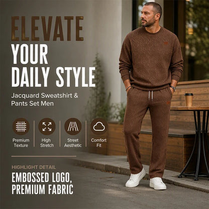 Men's Embossed Jacquard Sweatshirt & Trouser Set
