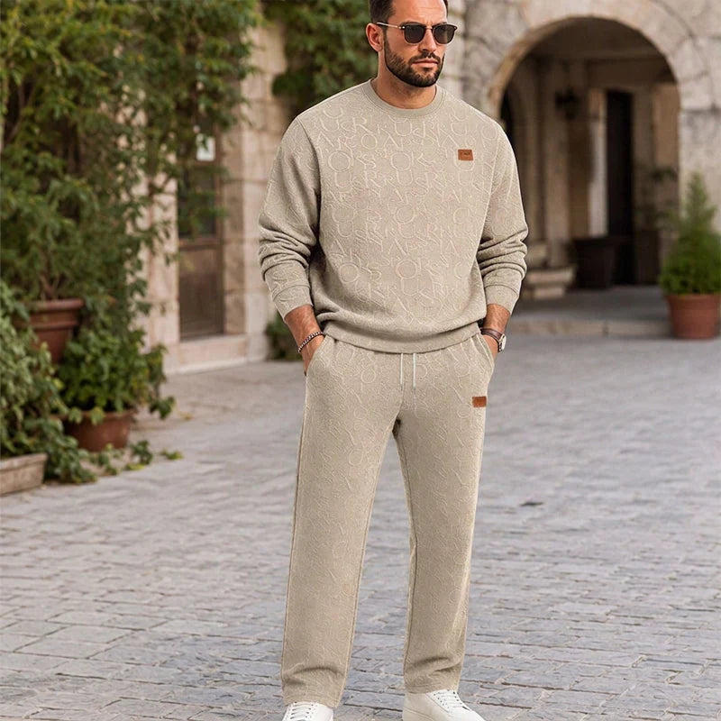 Men's Embossed Jacquard Sweatshirt & Trouser Set