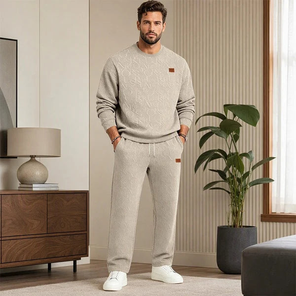 Men's Embossed Jacquard Sweatshirt & Trouser Set