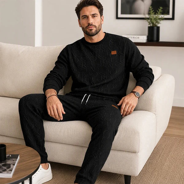 Men's Embossed Jacquard Sweatshirt & Trouser Set