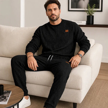 Men's Embossed Jacquard Sweatshirt & Trouser Set