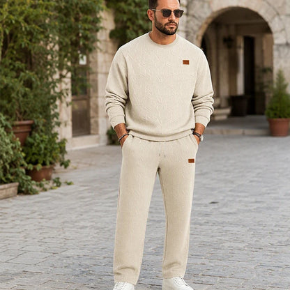 Men's Embossed Jacquard Sweatshirt & Trouser Set