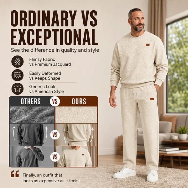 Men's Embossed Jacquard Sweatshirt & Trouser Set