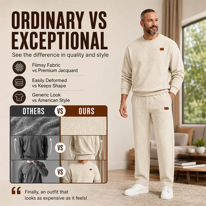 Men's Embossed Jacquard Sweatshirt & Trouser Set