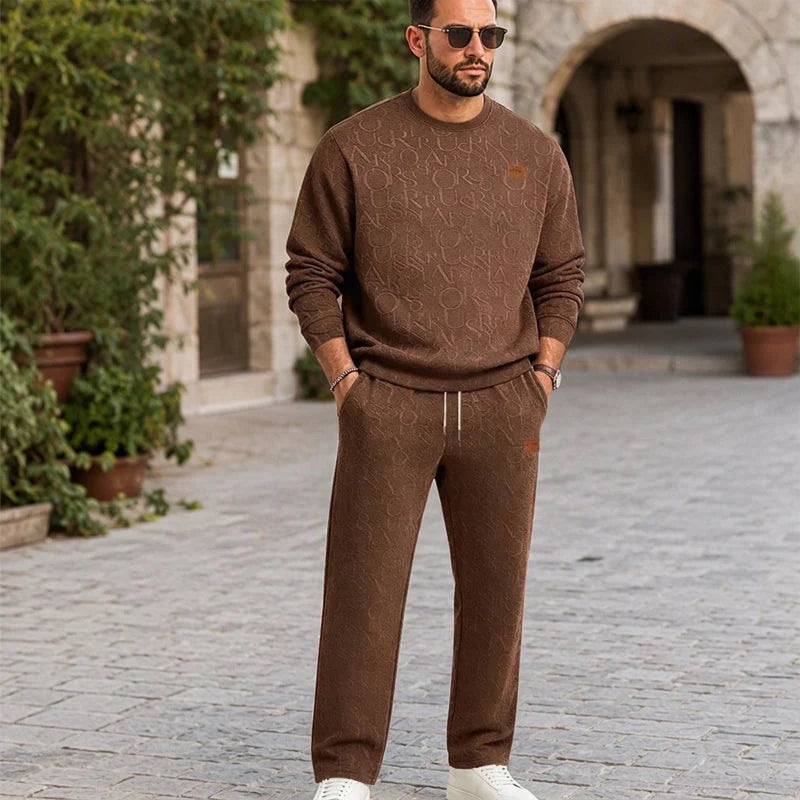 Men's Embossed Jacquard Sweatshirt & Trouser Set