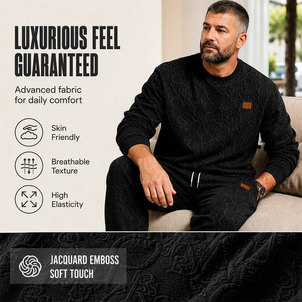 Men's Embossed Jacquard Sweatshirt & Trouser Set