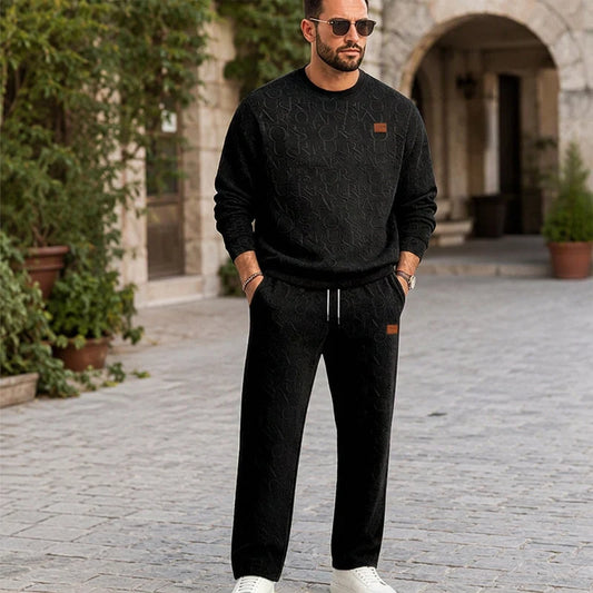 Men's Embossed Jacquard Sweatshirt & Trouser Set
