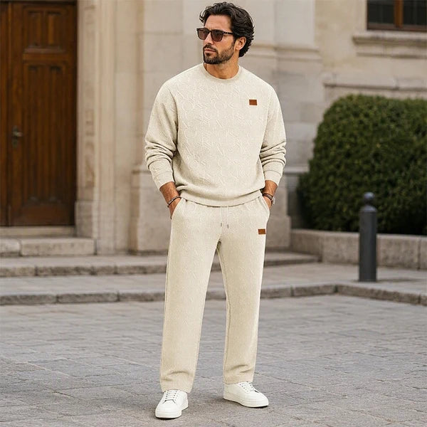 Men's Embossed Jacquard Sweatshirt & Trouser Set