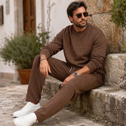 Men's Embossed Jacquard Sweatshirt & Trouser Set