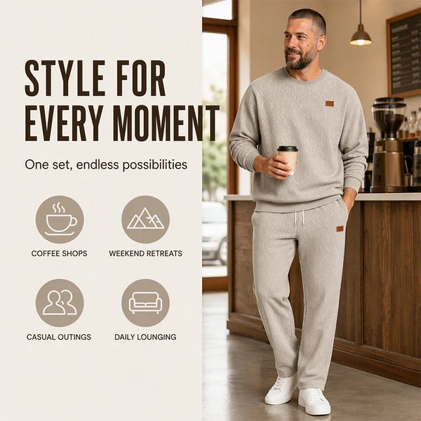 Men's Embossed Jacquard Sweatshirt & Trouser Set