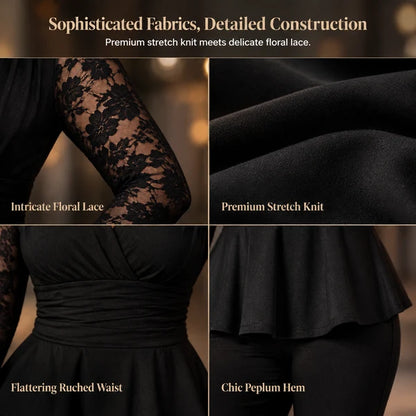 Women's Elegant Lace Sleeve Two-Piece Trouser Set