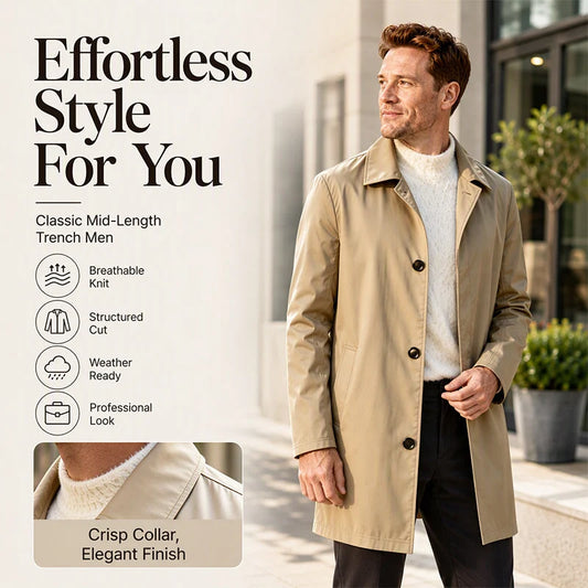 Men's Single-Breasted Mid-Length Coat
