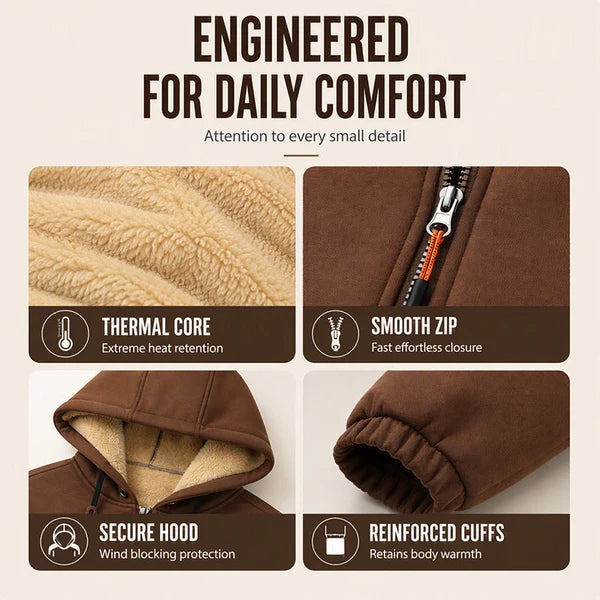 Men's Sherpa-Lined Hooded Winter Jacket