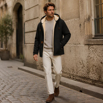 Men's Sherpa-Lined Hooded Winter Jacket