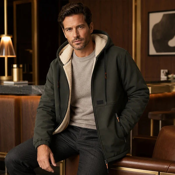 Men's Sherpa-Lined Hooded Winter Jacket