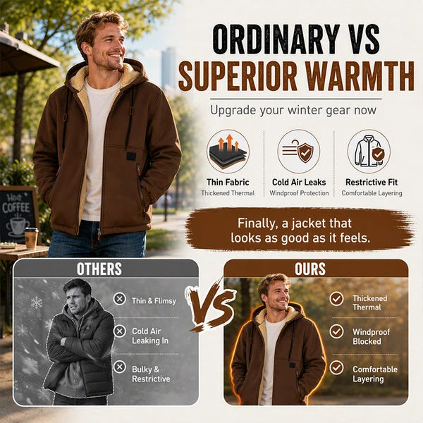 Men's Sherpa-Lined Hooded Winter Jacket