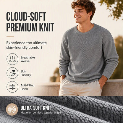 Men's Textured V-Neck Knit Jumper