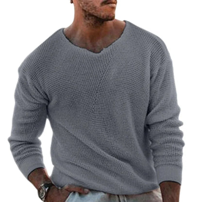 Men's Textured V-Neck Knit Jumper
