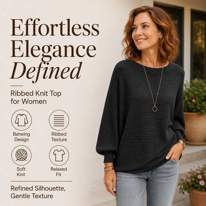 Women's Oversized Ribbed Batwing Jumper