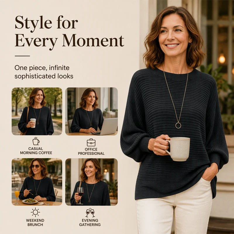 Women's Oversized Ribbed Batwing Jumper