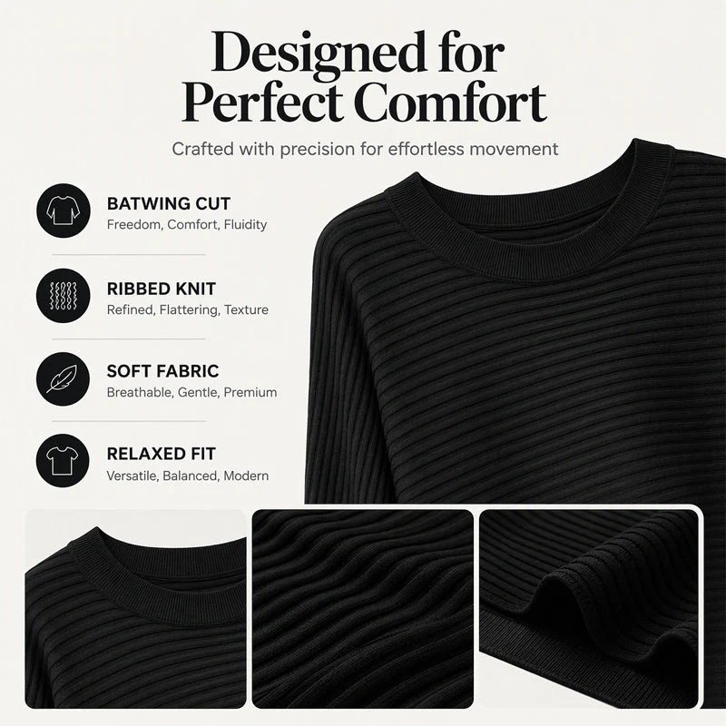 Women's Oversized Ribbed Batwing Jumper