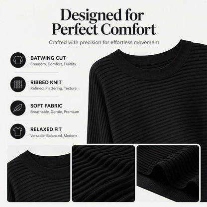 Women's Oversized Ribbed Batwing Jumper