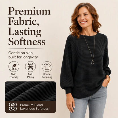 Women's Oversized Ribbed Batwing Jumper