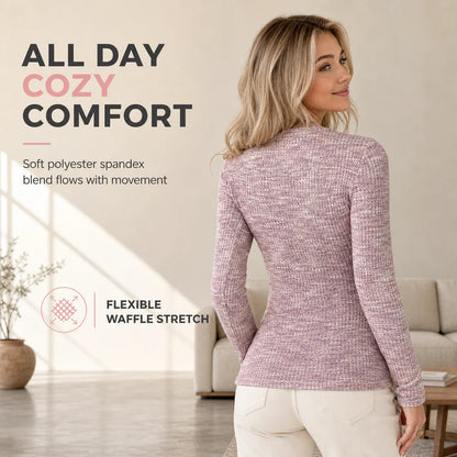 Women's Waffle Knit Half-Zip Top