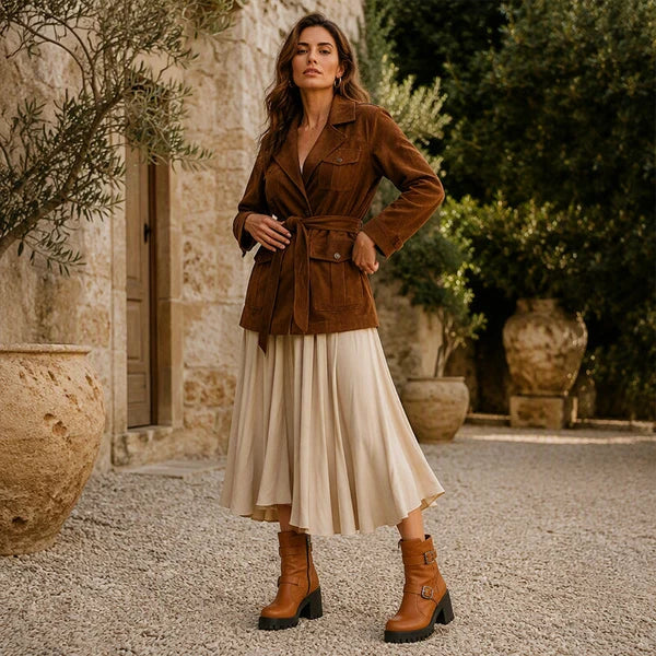 Women's Chunky Heel Buckle Boots